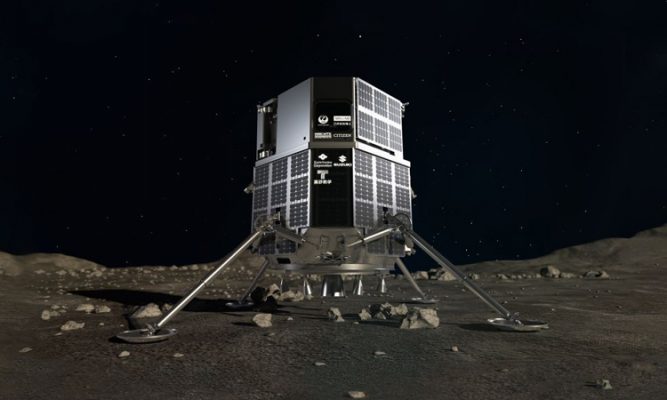 Mô phỏng trạm đổ bộ HAKUTO-R đáp xuống Mặt Trăng. Ảnh: iSpace.