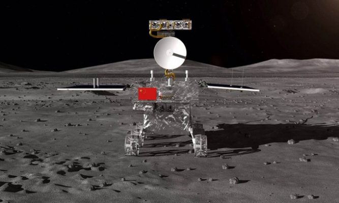 Minh họa tàu Hằng Nga 4 đáp xuống nửa tối Mặt Trăng. Ảnh: Chinese Academy of Sciences.